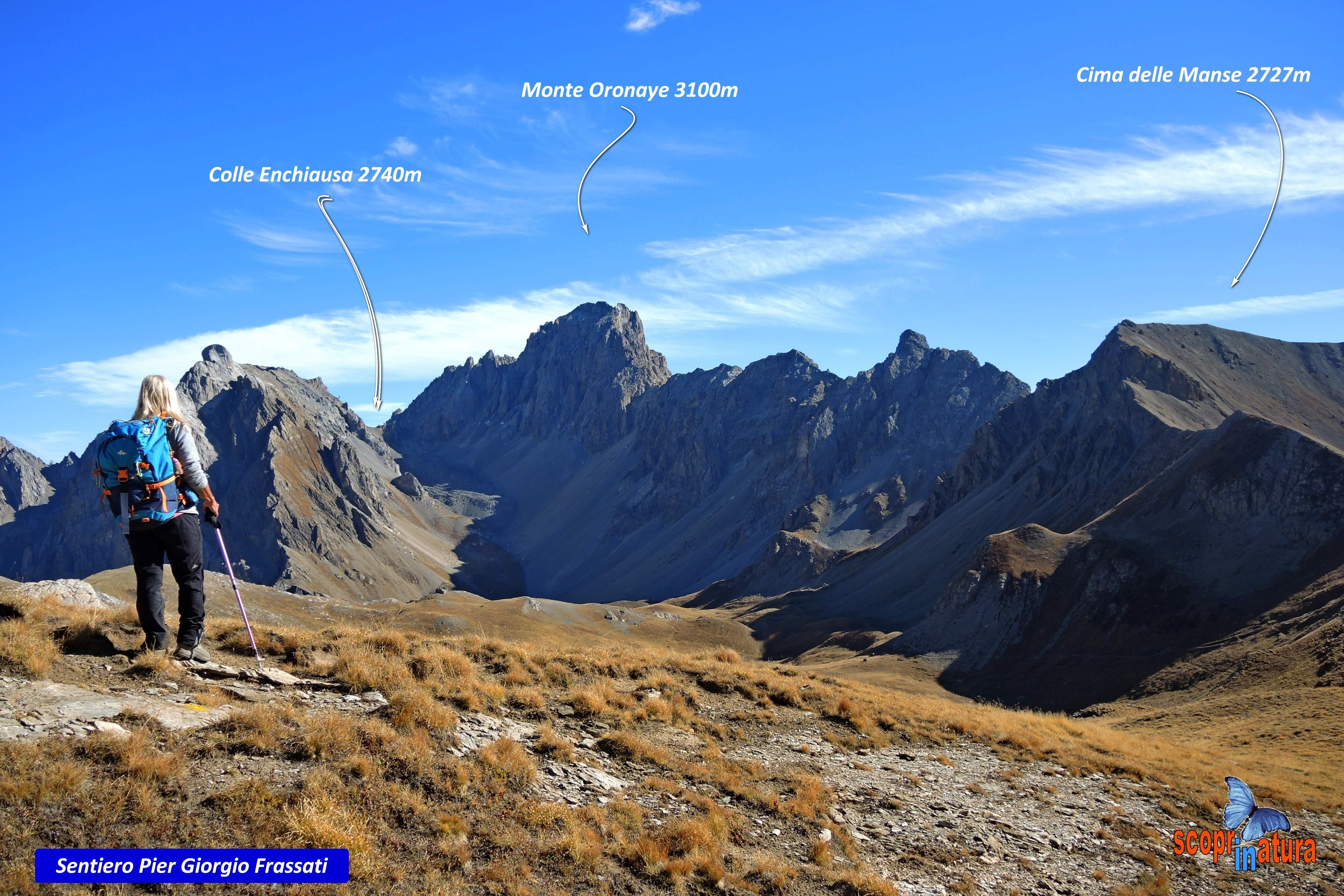 Sentiero Pier Giorgio Frassati :  Colle Enchiausa 2740m, Monte Oronaye 3100m, Cima delleManse 2727m