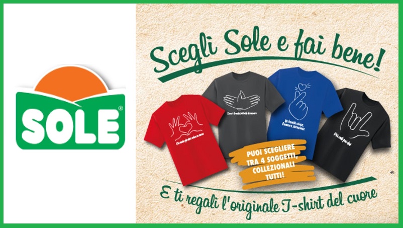T-shirt Omaggio con LATTE SOLE " SCEGLI SOLE E FAI BENE"