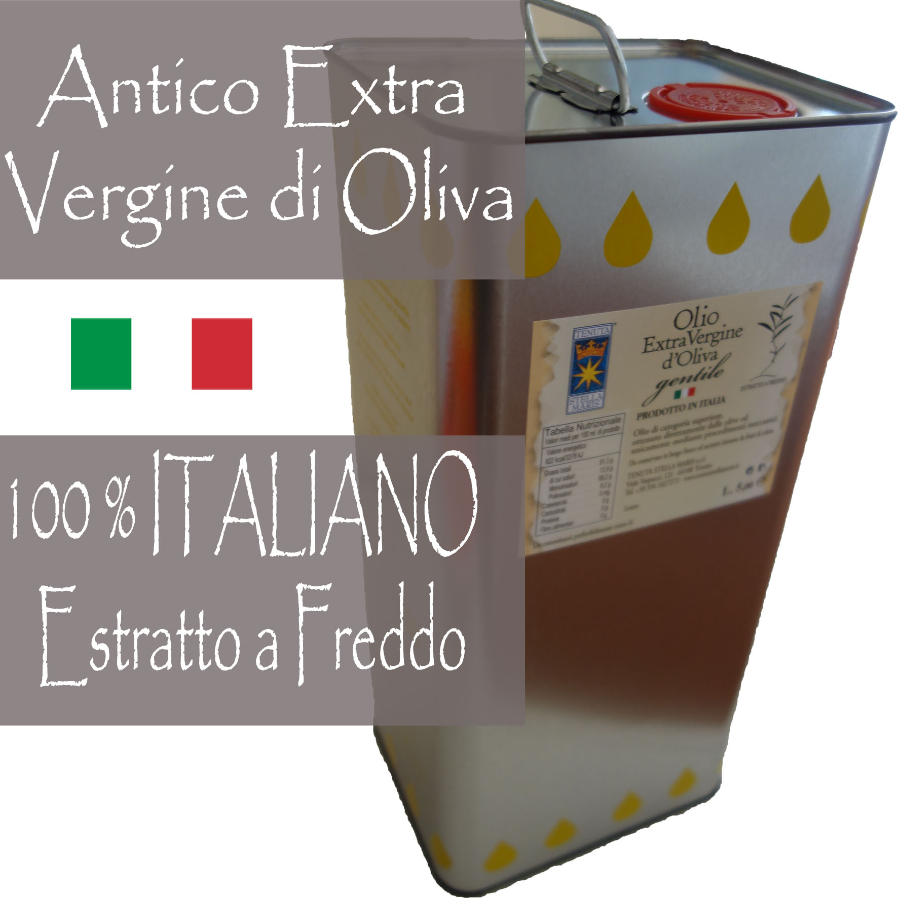 Antico Extra Vergine di Oliva - LATTINE/CANS/DOSEN - 5 Litri/Liters/Liter