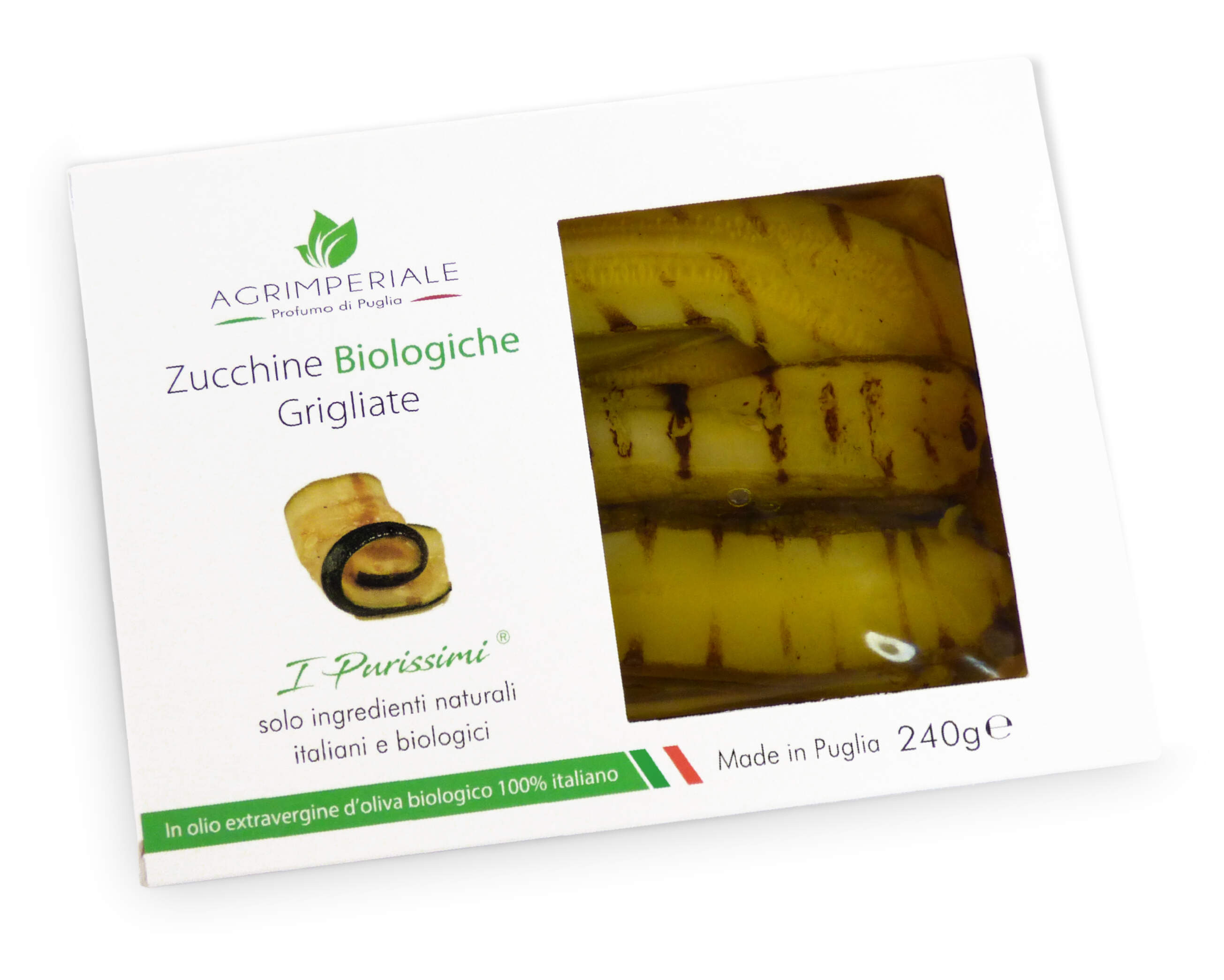 Zucchine Pugliesi Biologiche a strisce grigliate - 240 grammi - Linea "I Purissimi"