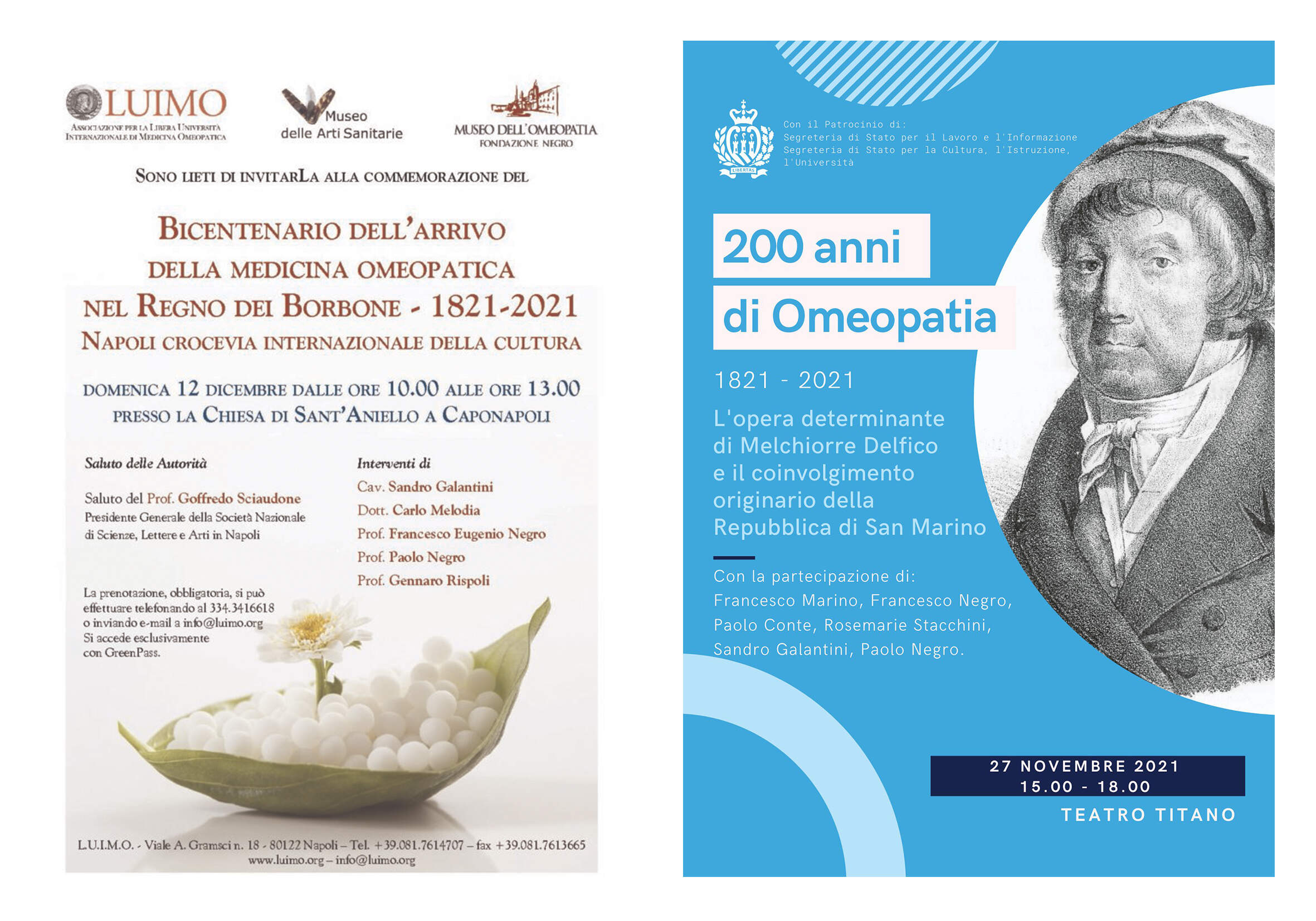 1821 - 2021 Bicentenario dell’omeopatia in Italia