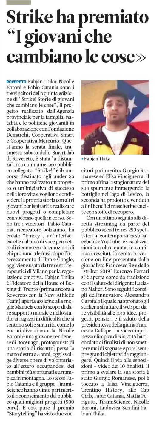 House of Boxing Trento sul giornale
