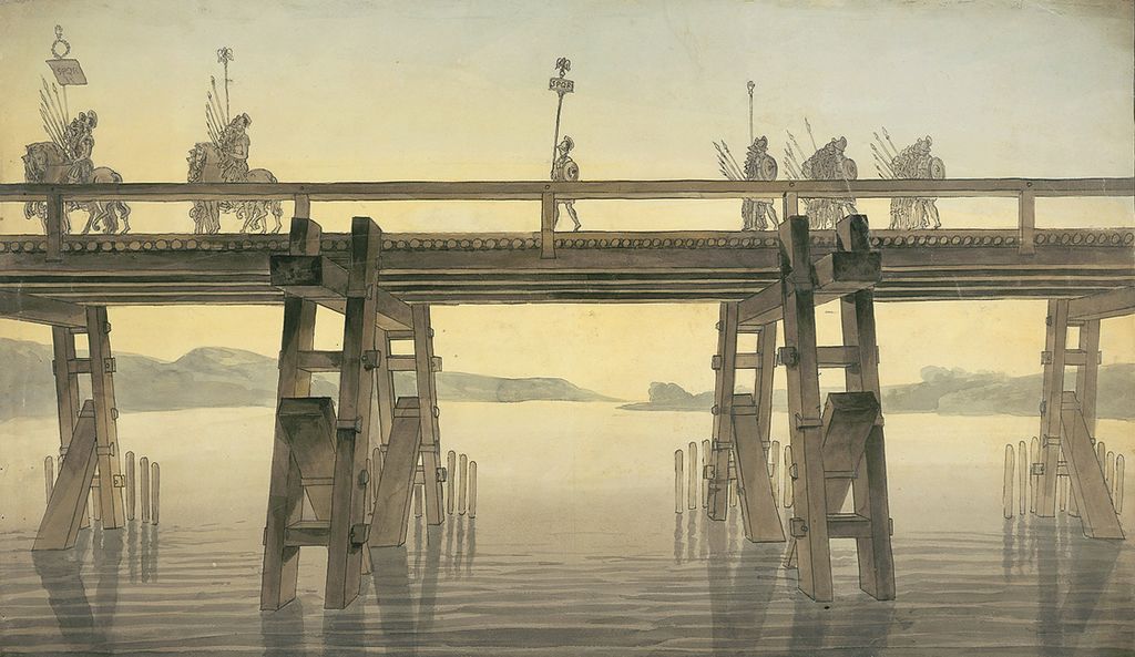 23 Tela dellarchitetto 23 John Soane del 1814 in cui  rappresentato il ponte romanojpg