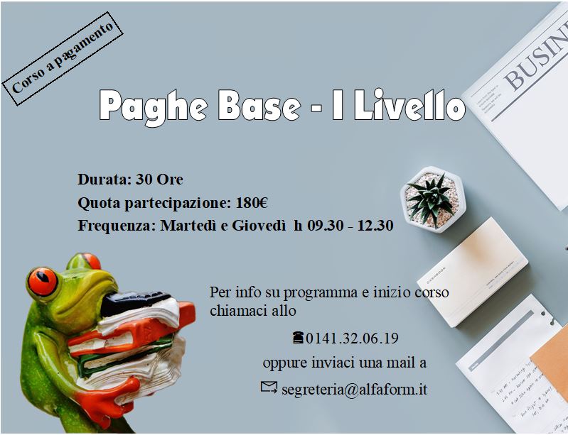 Partenza Corso "Paghe base - Primo Livello"