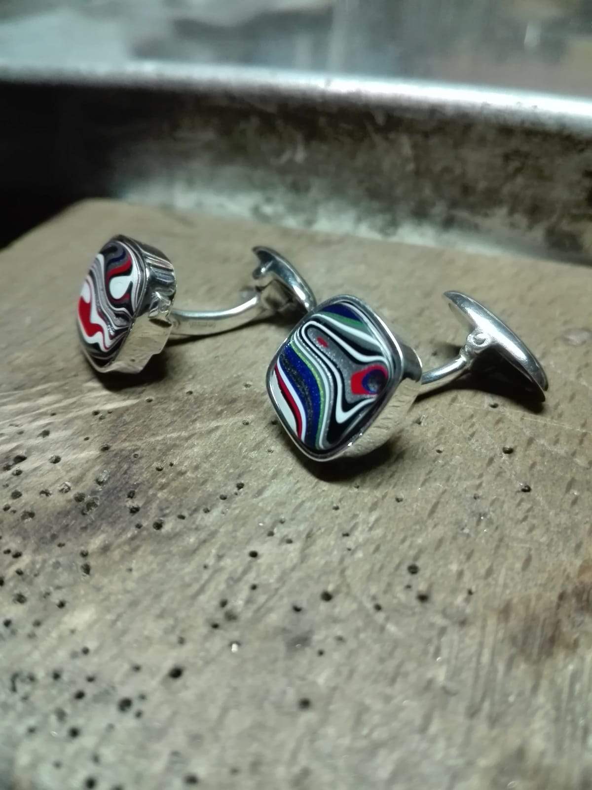 CUFFLINKS IN SILVER 925 AND FORDITE