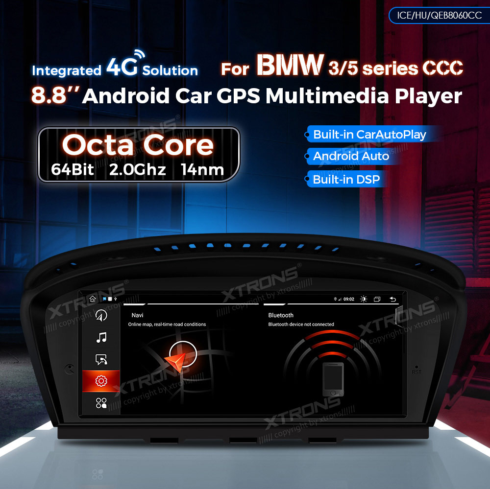 XTRONS QEB8060CC AUTORADIO GPS BMW SERIE 3 E90 SERIE 5 E60 Android