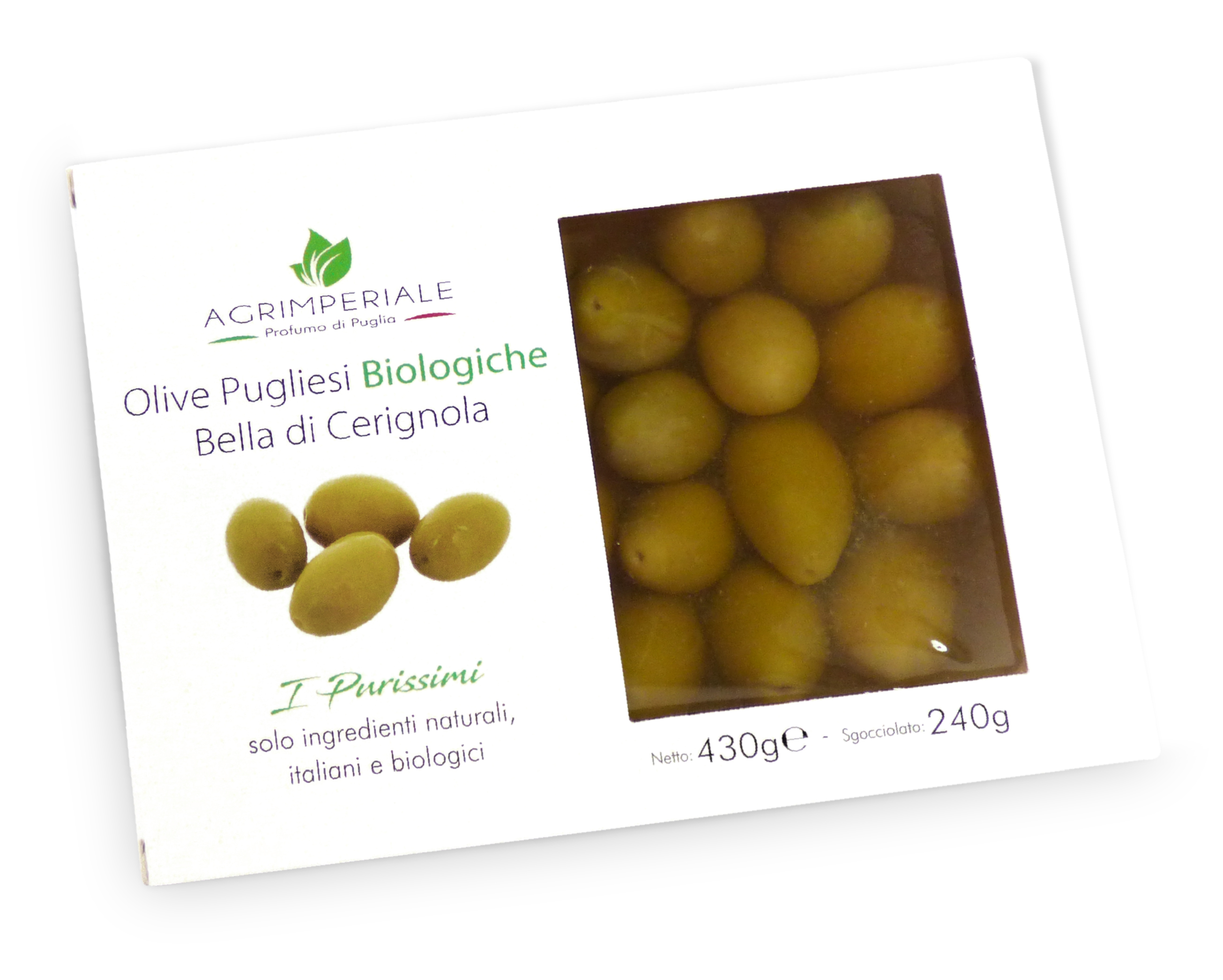 Olive Biologiche "Bella di Cerignola" - 430 grammi - Linea "I Purissimi"