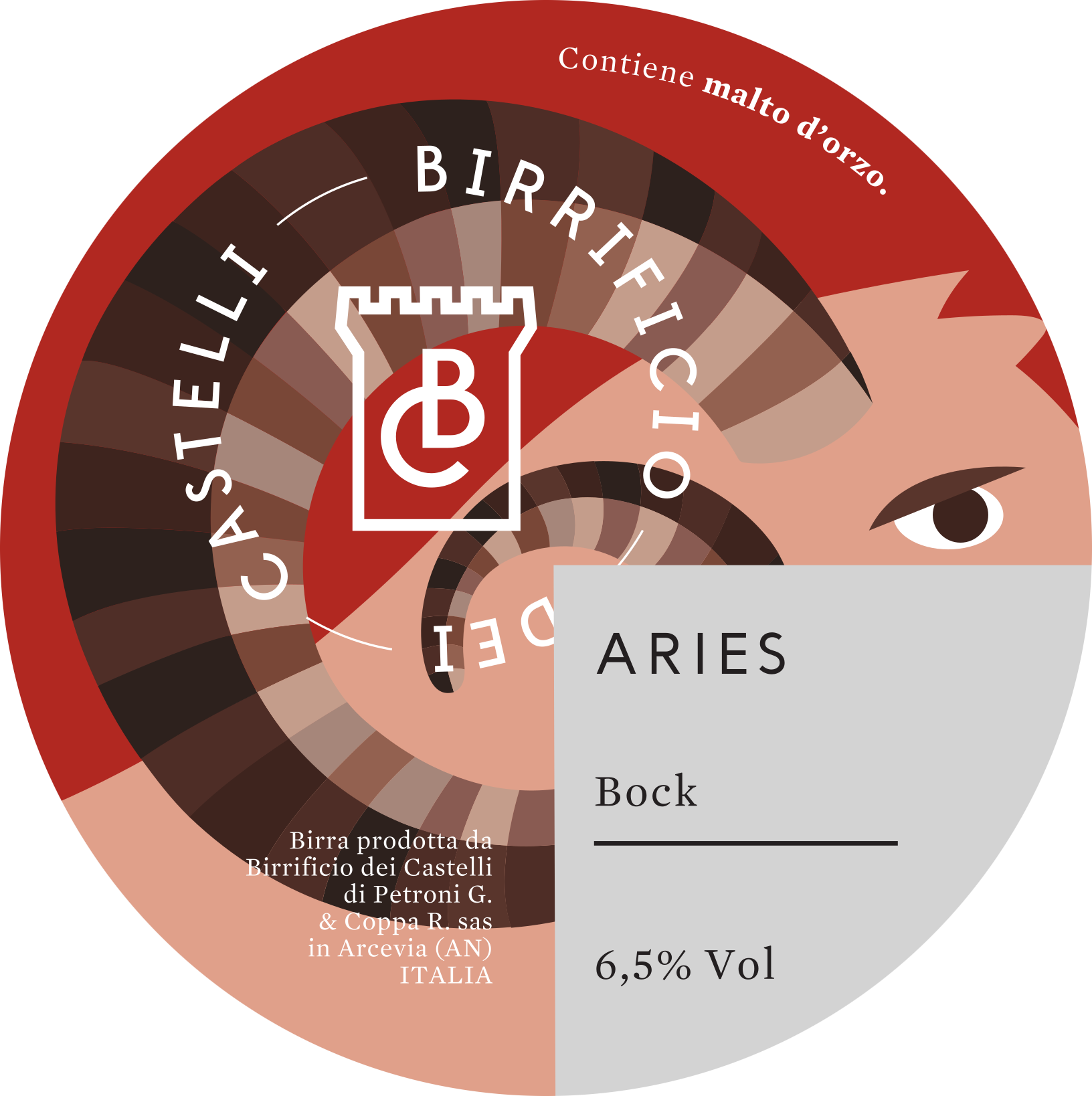 Aries è una birra artigianale rossa doppio malto, stile bock tedesco bassa fermentazione. acquista online birra o in arcevia