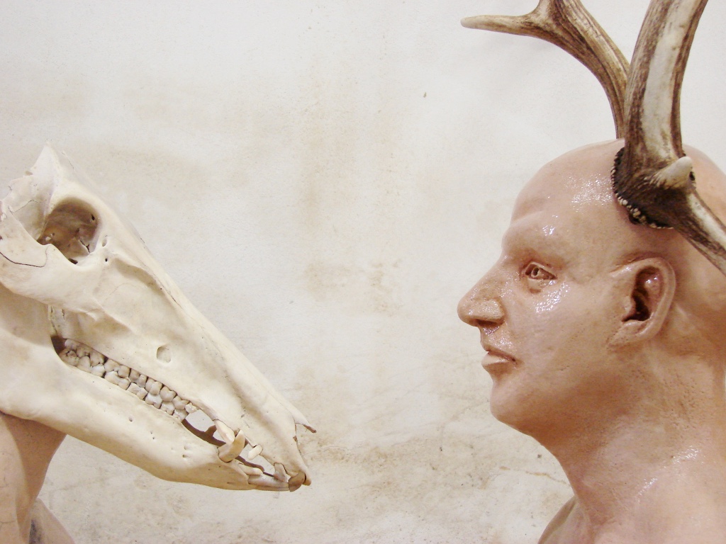 Rku ceramic, skull, horns