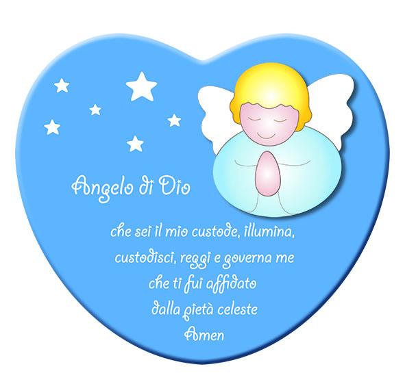 ANGELO DI DIO cuore blu con angelo celeste (27x24x2,5) cod.60000286