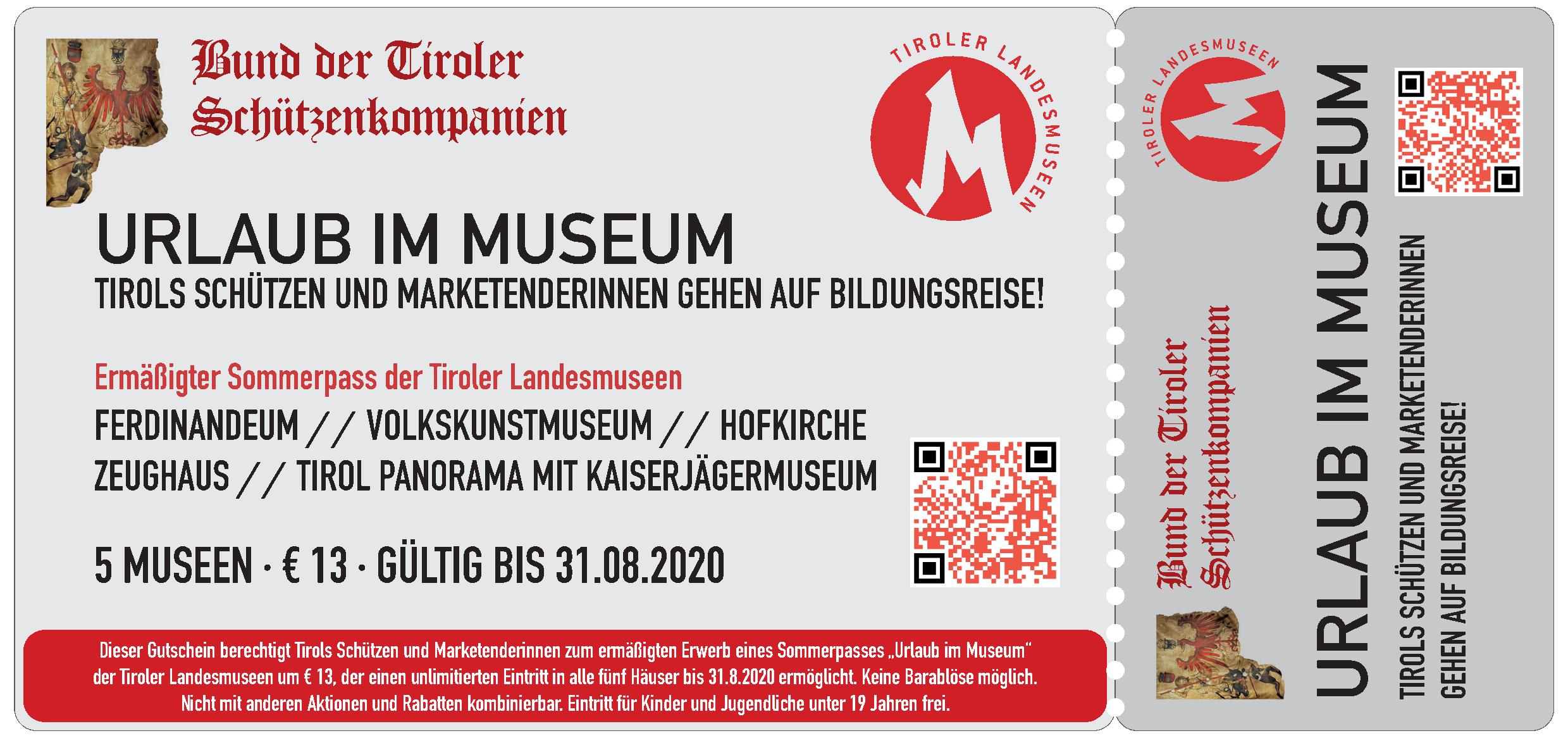 Ticket URLAUB IM MUSEUM - Tirols Schuetzen auf Bildungsreisejpg