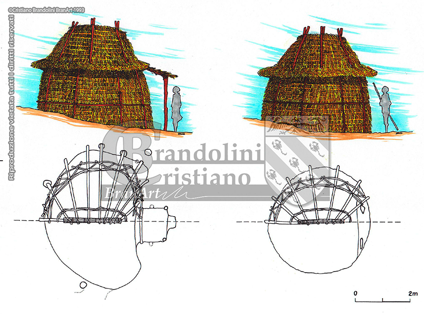 Ricostruzioni di capanne dell'età del Bronzo in provincia di Grosseto.