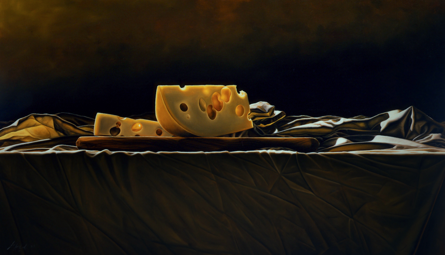 1993 - "Natura morta con formaggio" Olio su tela, cm 100x60