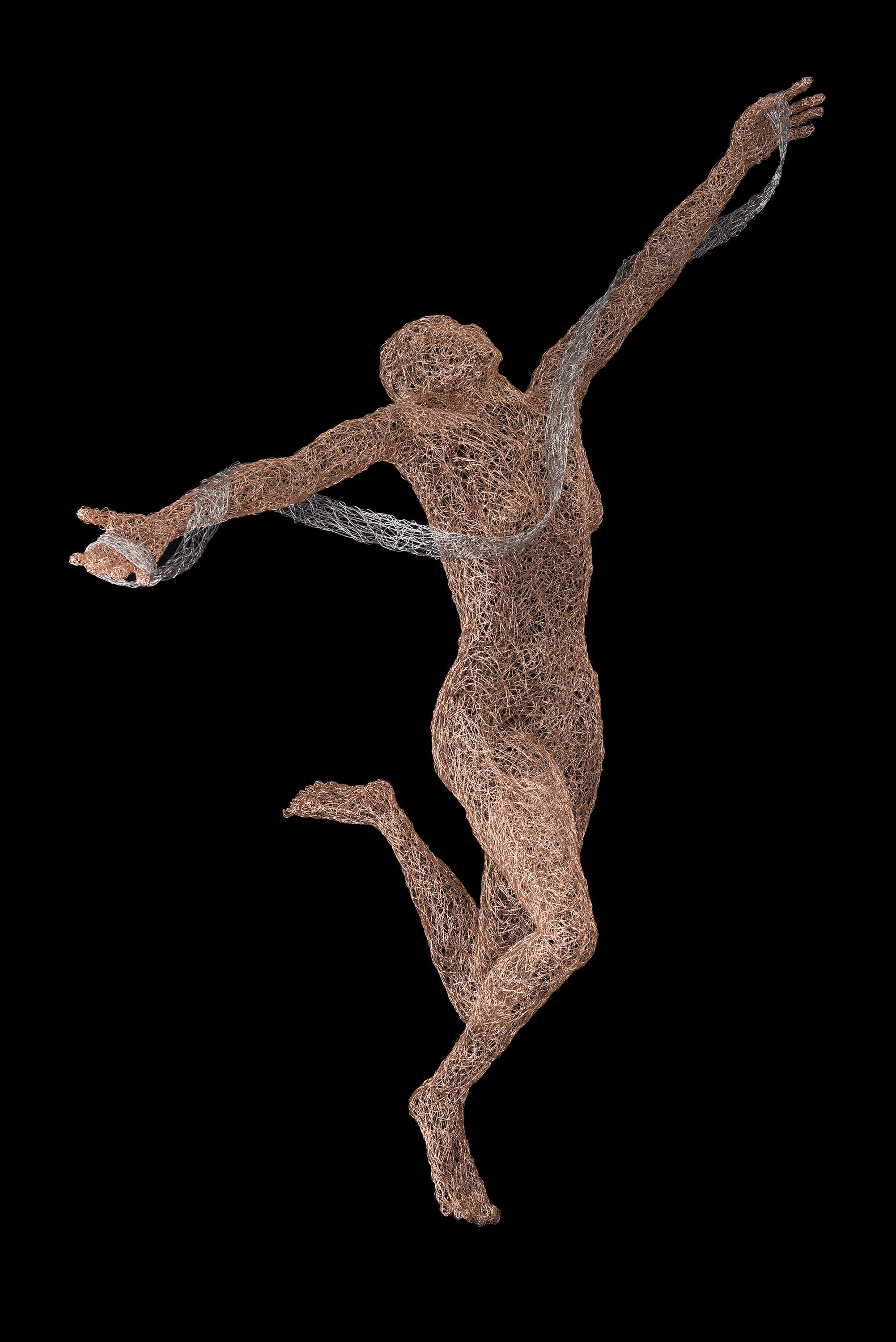 Filo di bronzo e filo di alpacca (argentone) - cm. 230x175x80