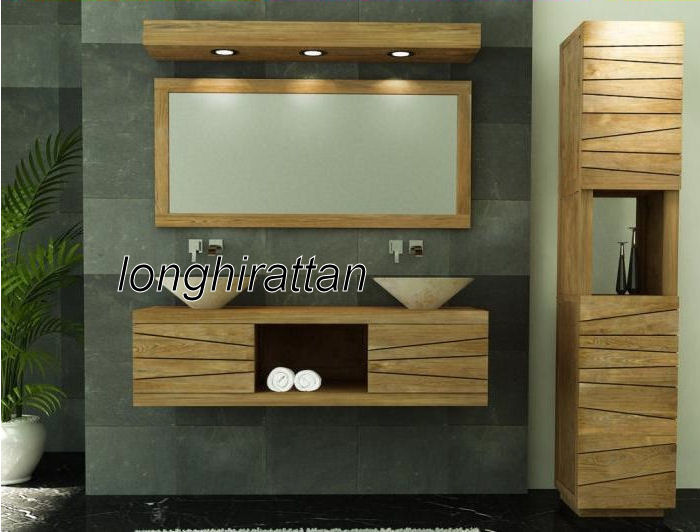 mobili bagno stile asiatico in legni naturali