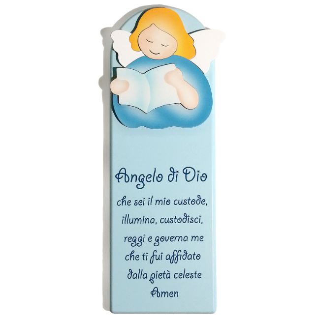 ANGELO DI DIO - Angelo che legge celeste - pala piccola celeste (10X29x1,2) cod.07171