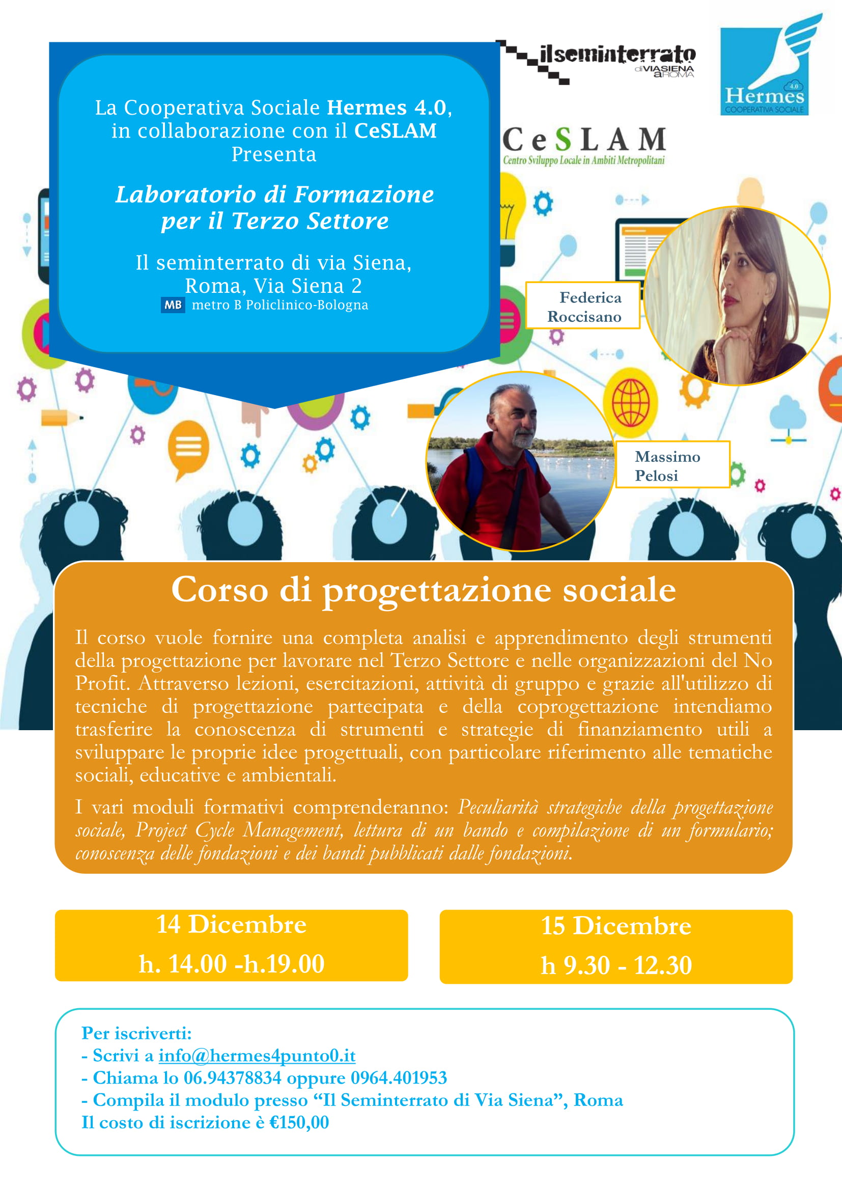 Corso di Progettazione Sociale a Roma - nuove date 14 e 15 dicembre