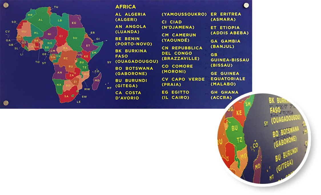 Cartine geografiche a rilievo tattile e Braille - AFRICA - iva 22%