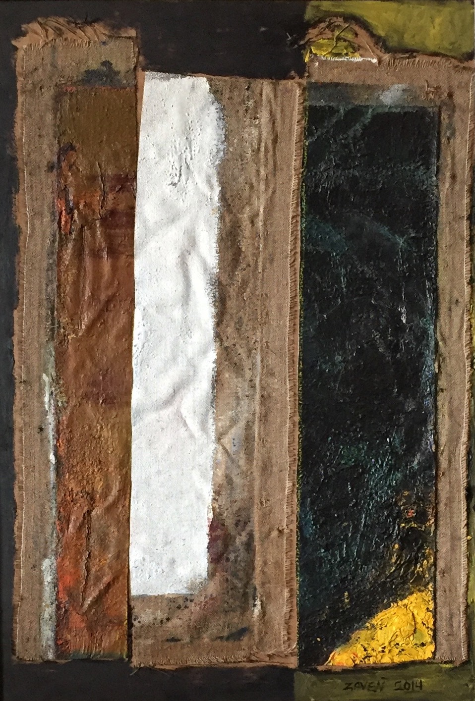 Collage tela, olio su tela, su cartone 100x80 cm | 2014