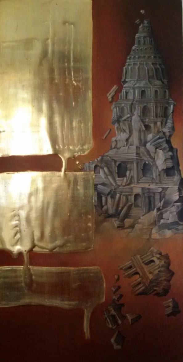 Oro in foglia e tempera su tavola - Misure: 20 x 40 cm