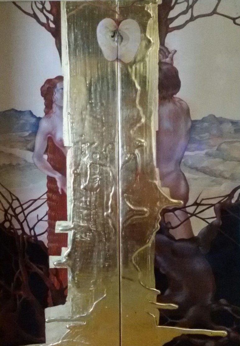 Oro in foglia e tempera su tavola - Misure: 2 moduli da 14 x 40 cm