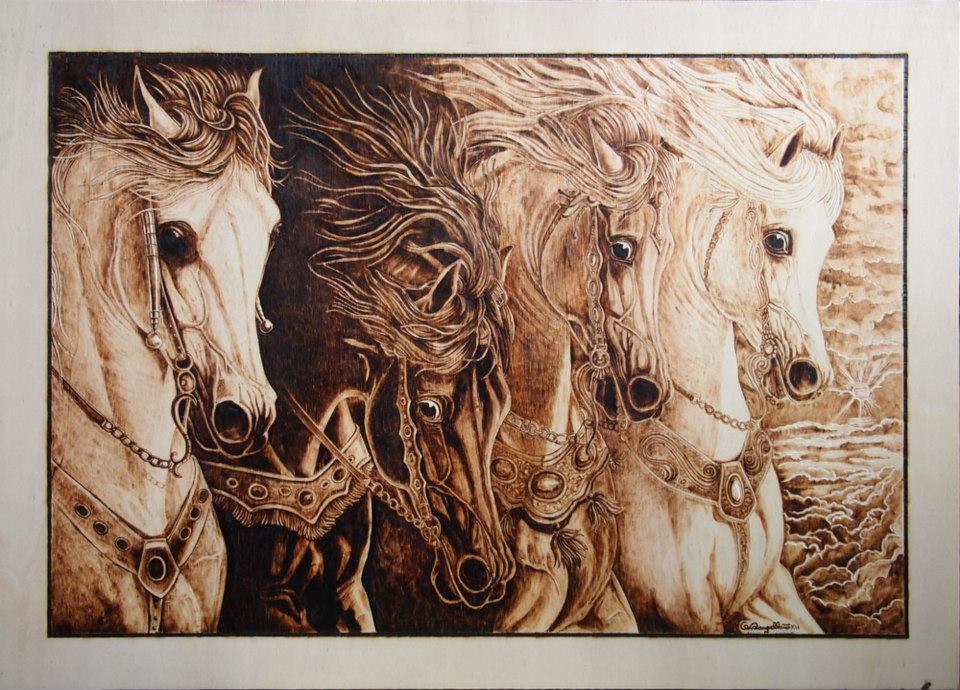 70x50cm Ispirata all'opera:"THE FOUR HORSES OF THE APOCALYPSE" di Sharlene Lindskog-Osorio Anno 2012