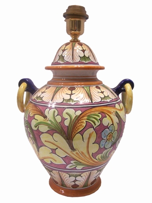 Lamp 3rd dim ornate pink with handles 