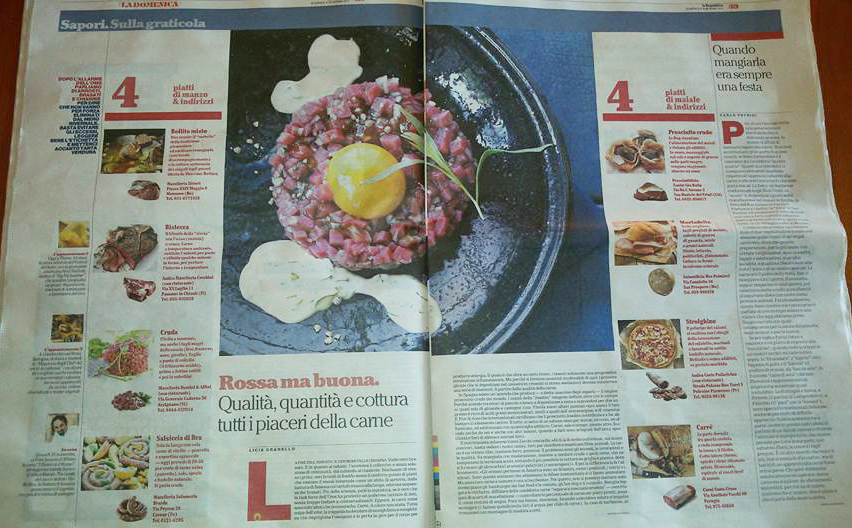 Pagina domenicale di Repubblica sul tema carne 