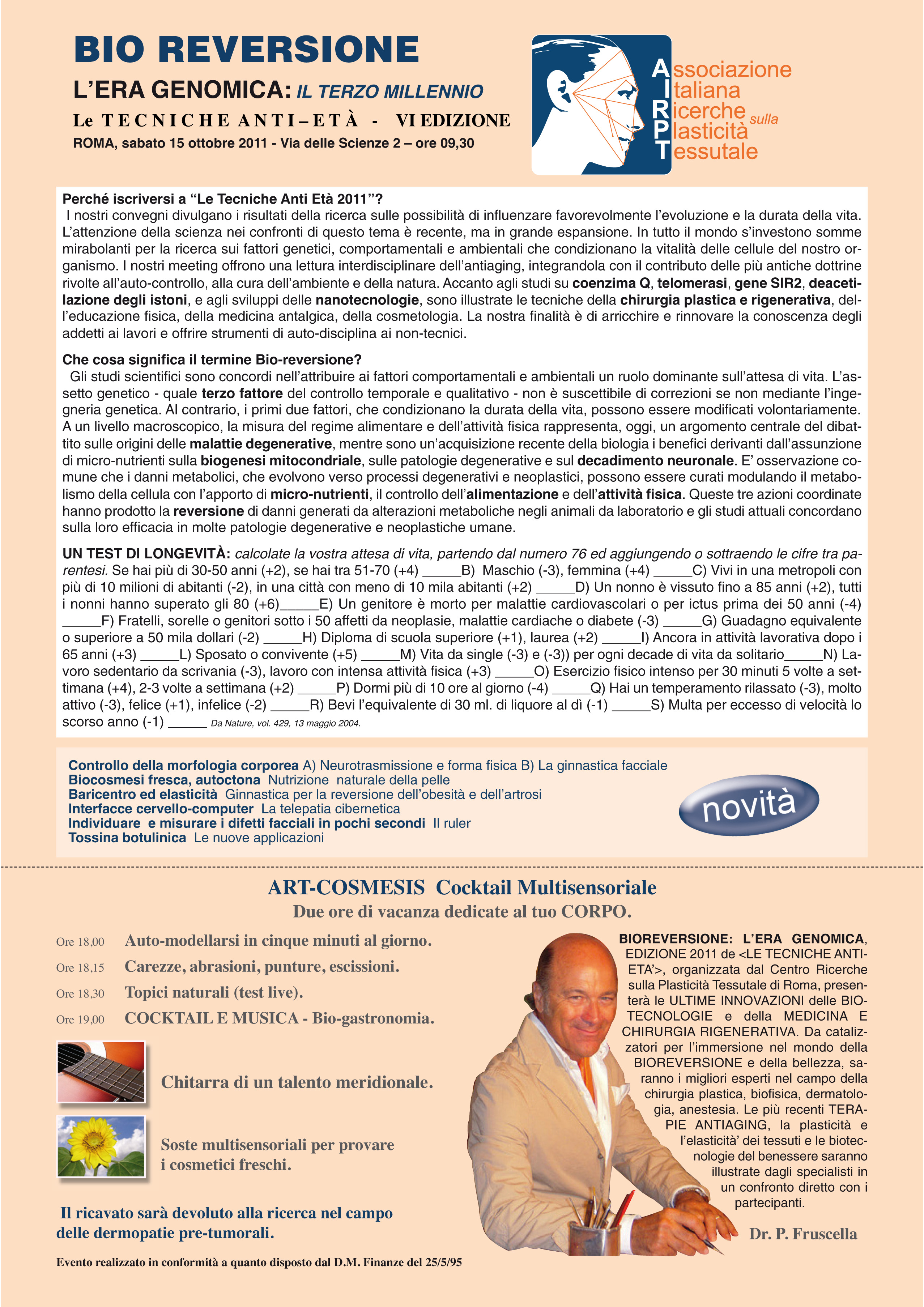 Pasquale Fruscella - Antiaging Anticancerogenesi Centro Ricerche sulla Plasticità Tessutale
