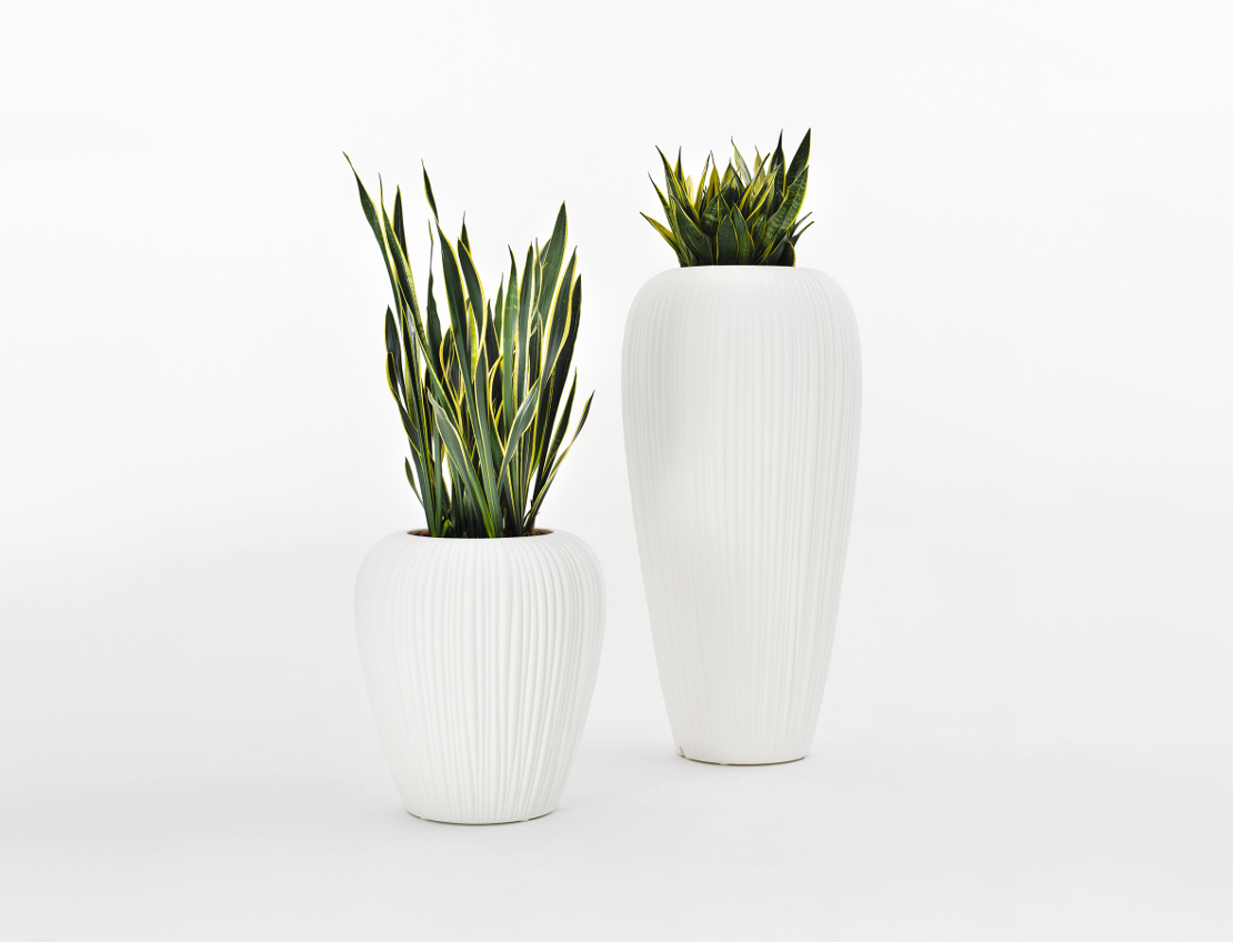 vaso per pianta - colore bianco - effetto goffrato - illuminato