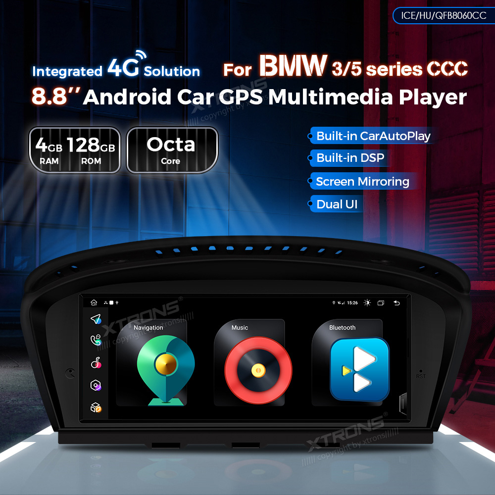 XTRONS QFB8060CC AUTORADIO GPS BMW SERIE 3 E90 SERIE 5 E60 Android