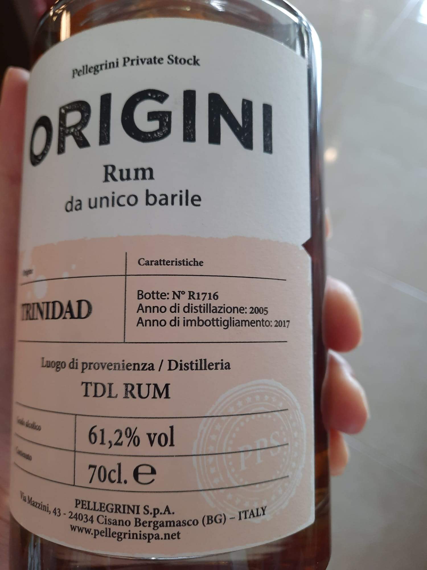 Rum Origini Trinidad TDL Rum Pellegrini Private Stock