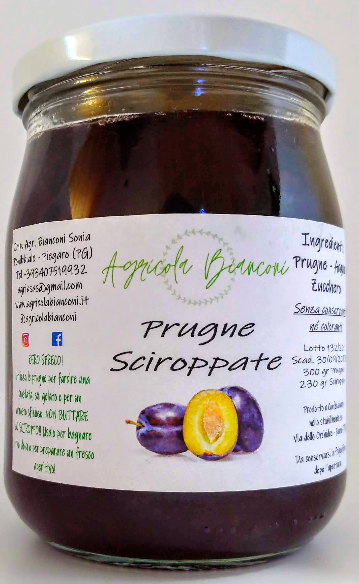 PRUGNE SCIROPPATE 530 GR - PLUMS IN SYRUP 530 GR