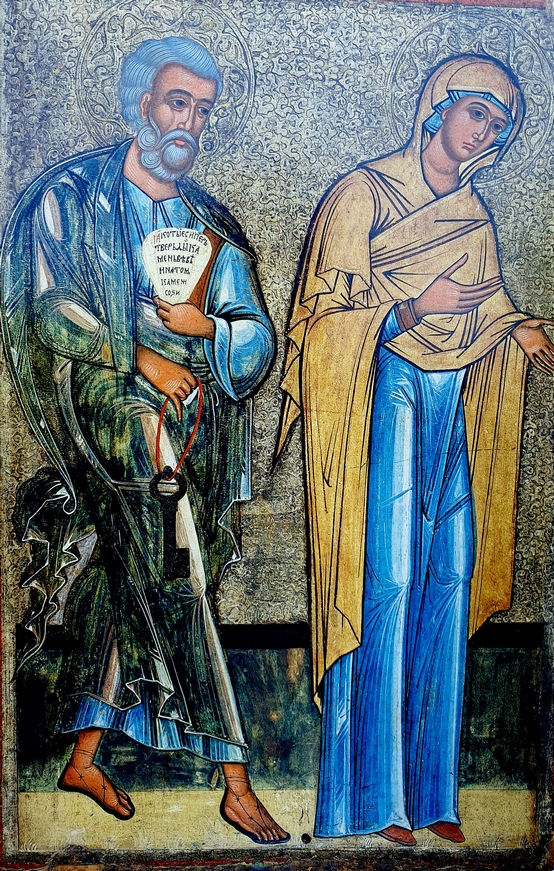 33 SPietro e la Vergine da Deisis anni 1570 chiesa della Dormizione Nakonechne regdi Lvivjpg