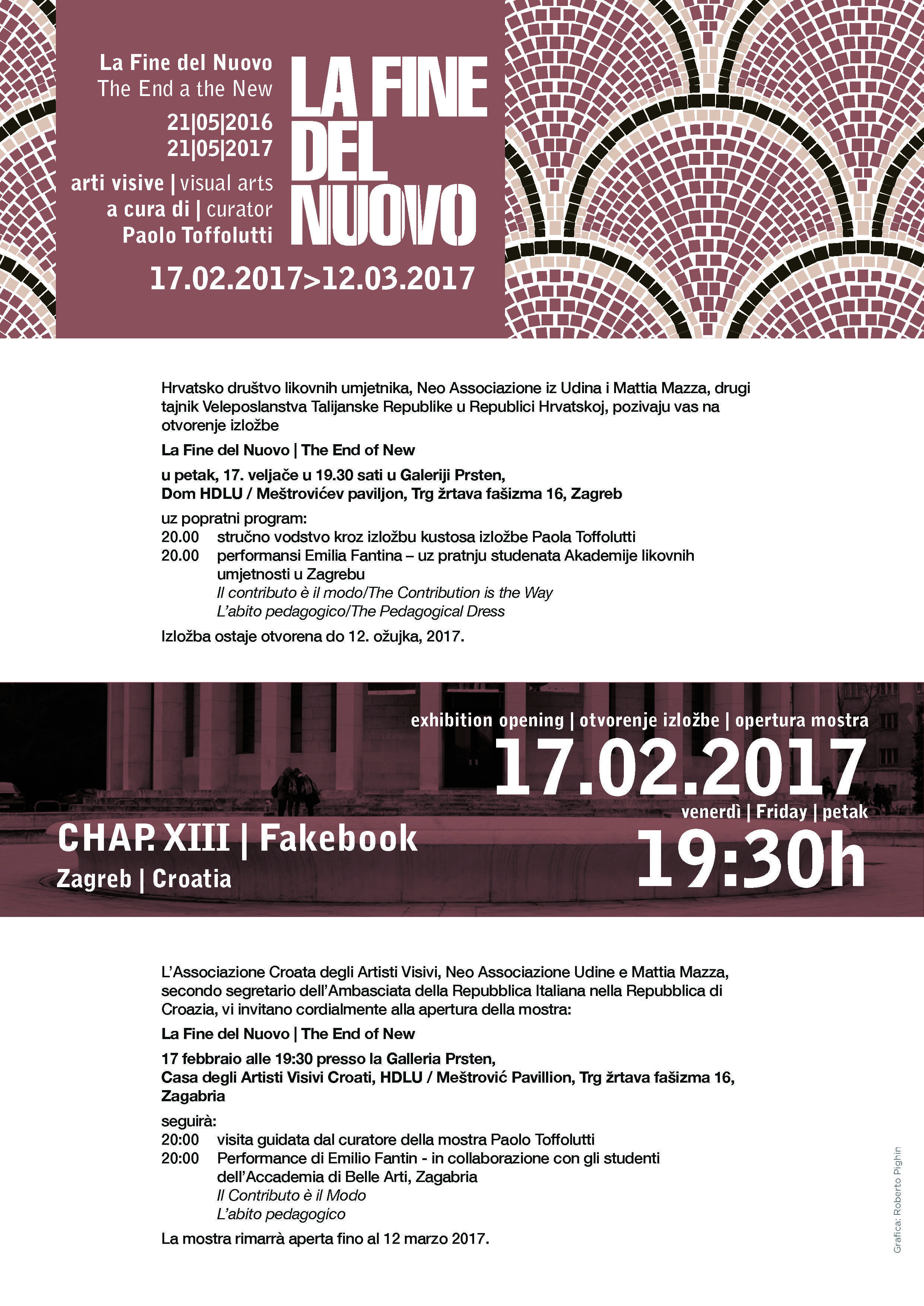 exhibition curated 
by Paolo Toffolutti 
at Meštrović Pavillon, Zagreb