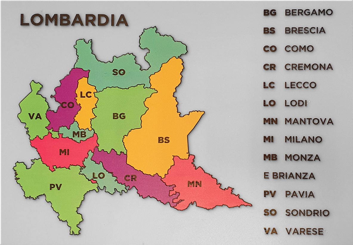 Cartine geografiche a rilievo tattile e Braille - Regioni del Nord - iva 4%