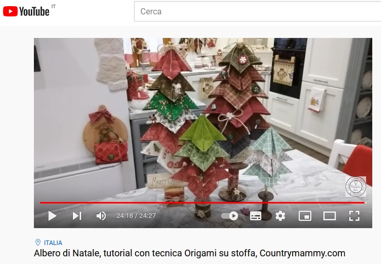 Albero di Natale, tutorial con tecnica Origami su stoffa, nuovo video Youtube