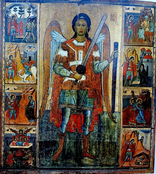 28 Maestro Dmytrij Arcangelo Michele con le scene delle imprese anni 1560 chiesa SMichele Dolyna reg di Ivano-Frankivskjpg