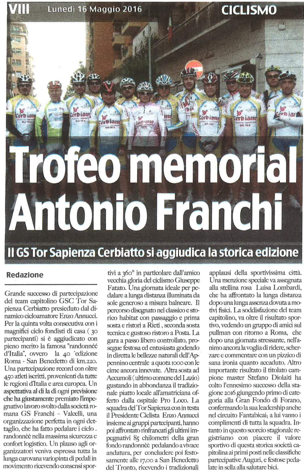 GSC Tor Sapienza impegnati nel trofeo Antonio Franchi