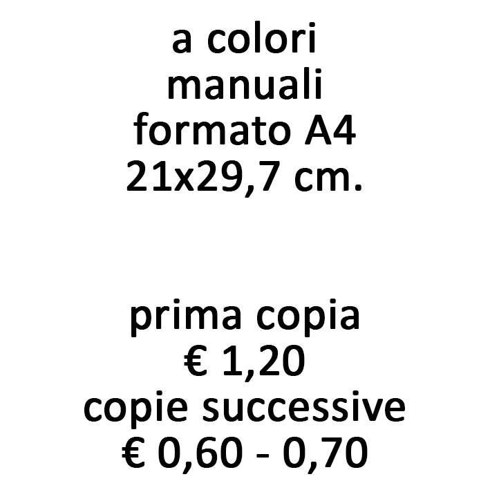 fotocopie a colori manuali formato A4 160 gr.