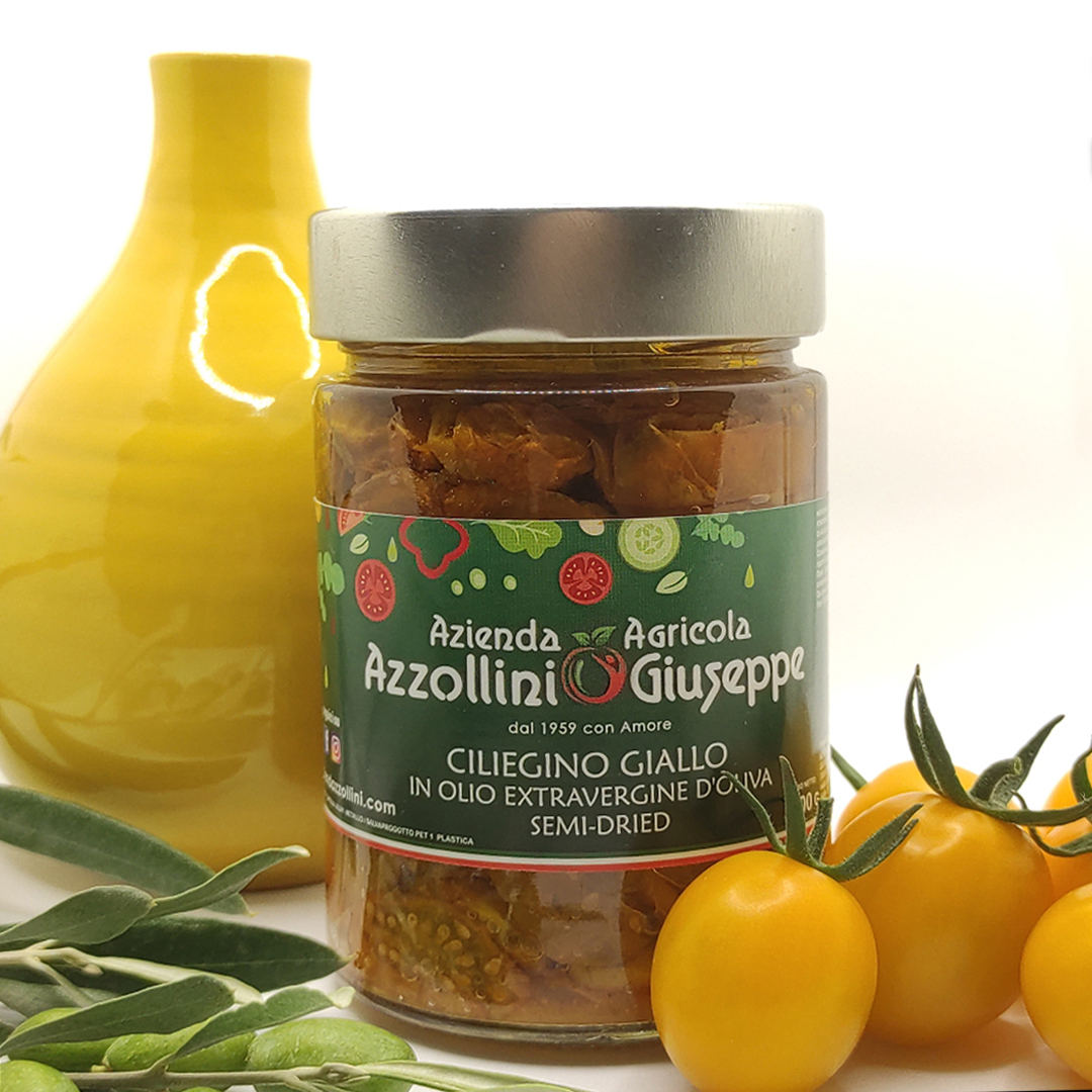 Pomodori "ciliegino" giallo semi-secchi in olio extra vergine d'oliva