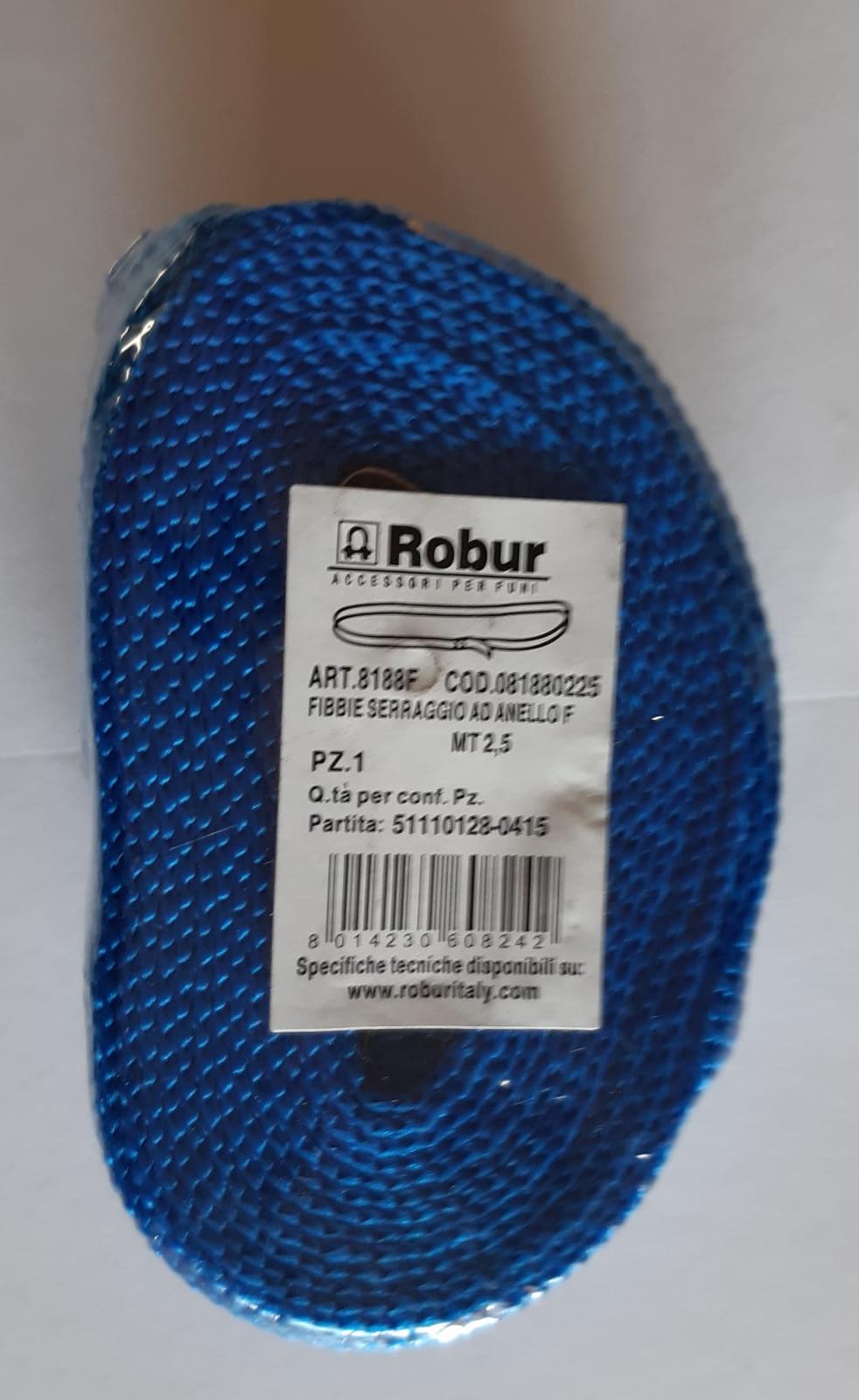 Stock di 3 cinta Robur art.8188F 2,5 mt blu