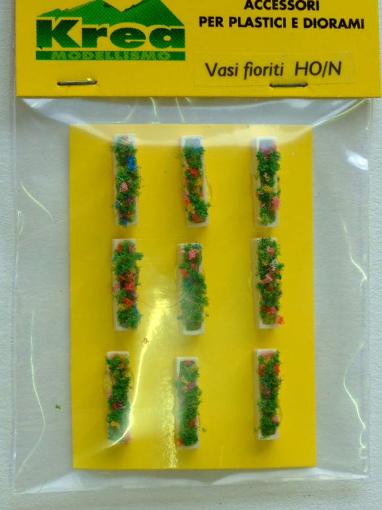 Vasi fioriti rettangolari per plastico o diorama H0-N pezzi 9 - KREA