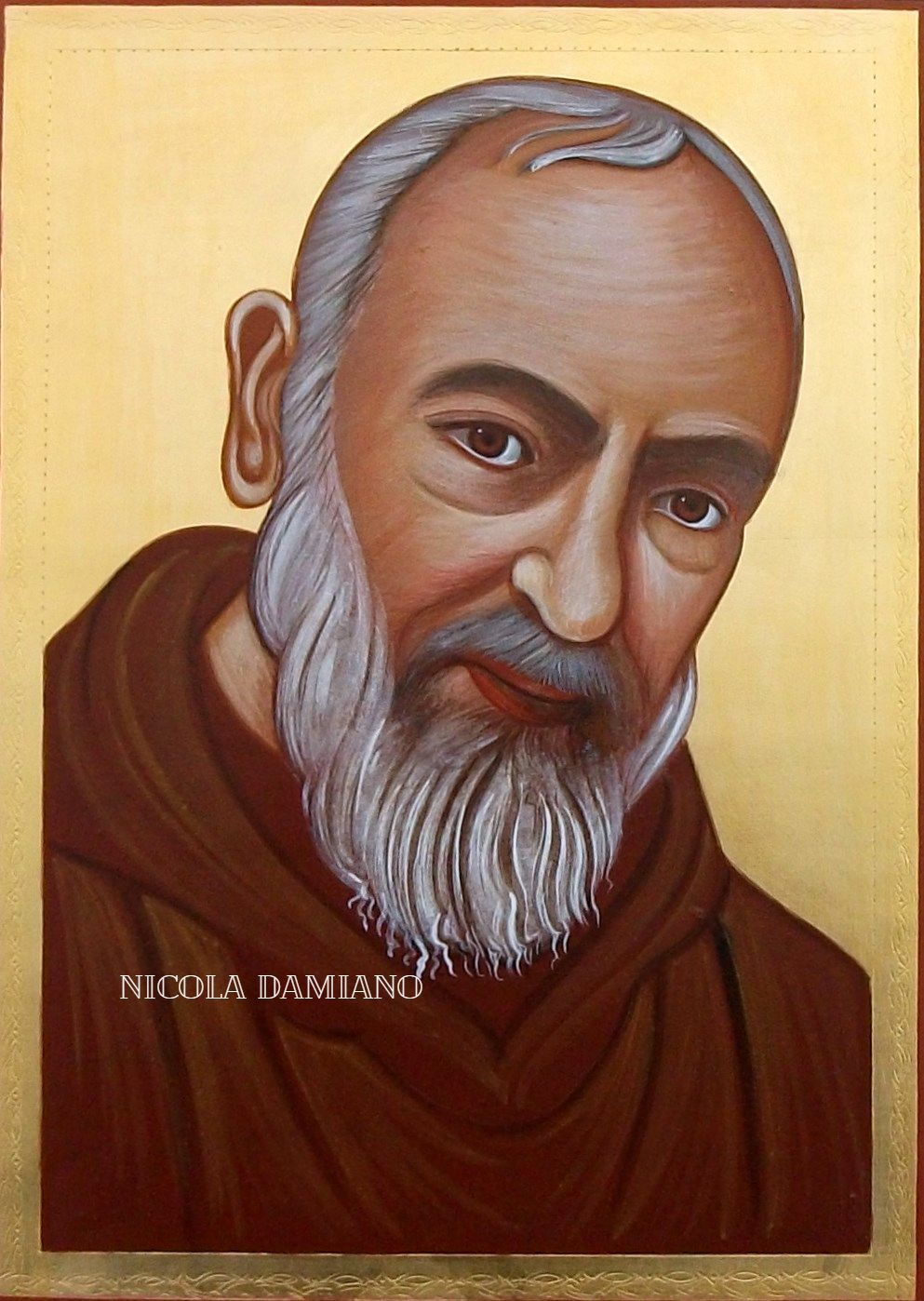 icona di San Pio dipinta a mano, arte sacra, arredi sacri , articoli religiosi