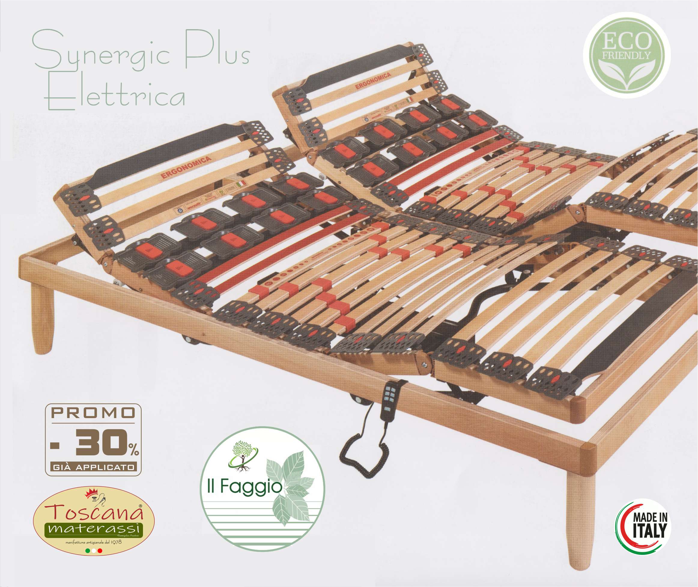 Base letto SYNERGIC PLUS ELETTRICA in faggio naturale eco friendly