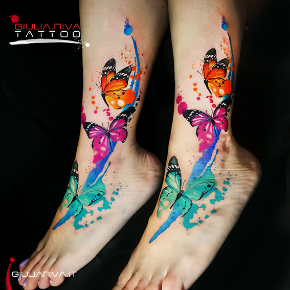 farfalle tatuaggio realistico watercolor tattoo tatuaggio