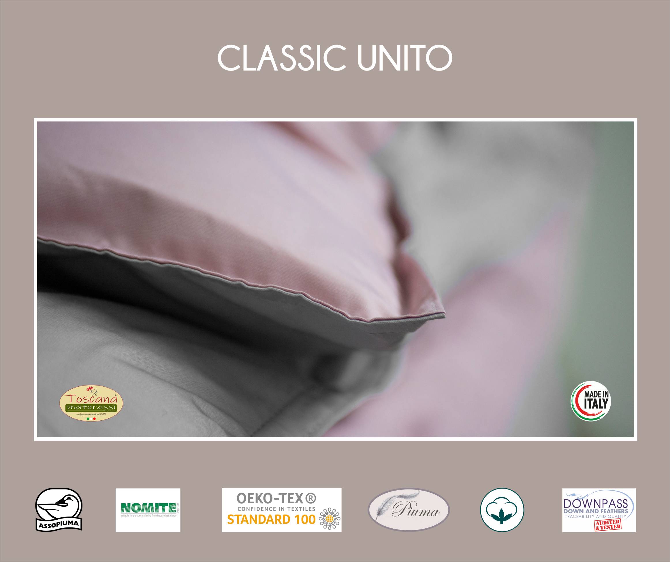 Trapunta in piuma CLASSIC UNITO, 100% piumino d'oca (180x260 cm)