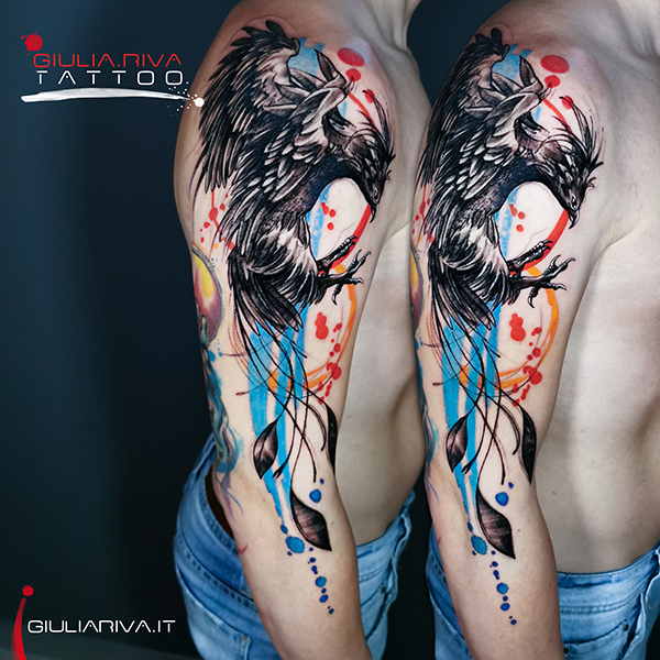 fenice tatuaggio phoenix tattoo sketch realistico watercoor tattoo
