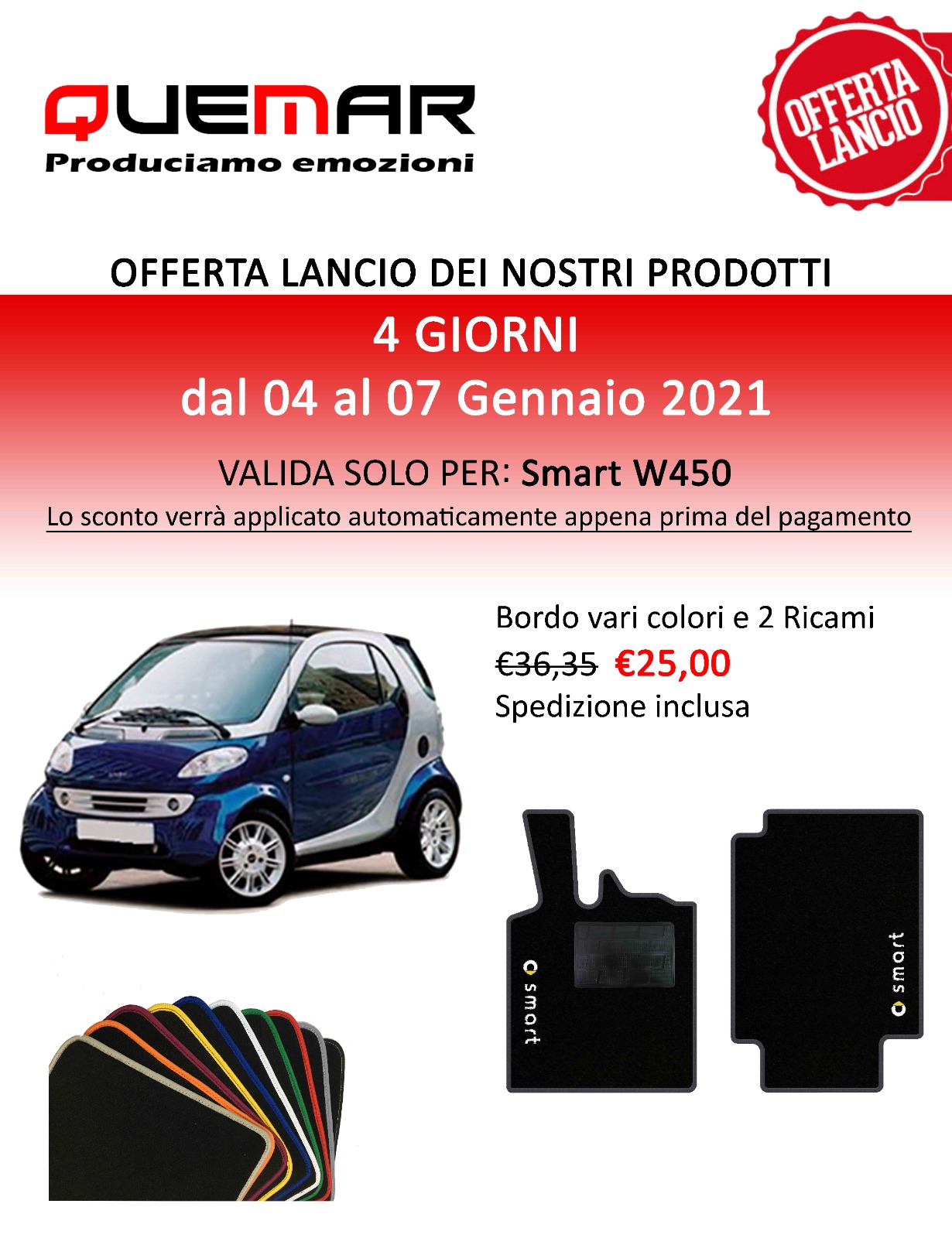 Promozione Tappetini Smart W450