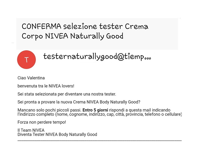 Esito Tester Nivea Crema Corpo Naturally Good